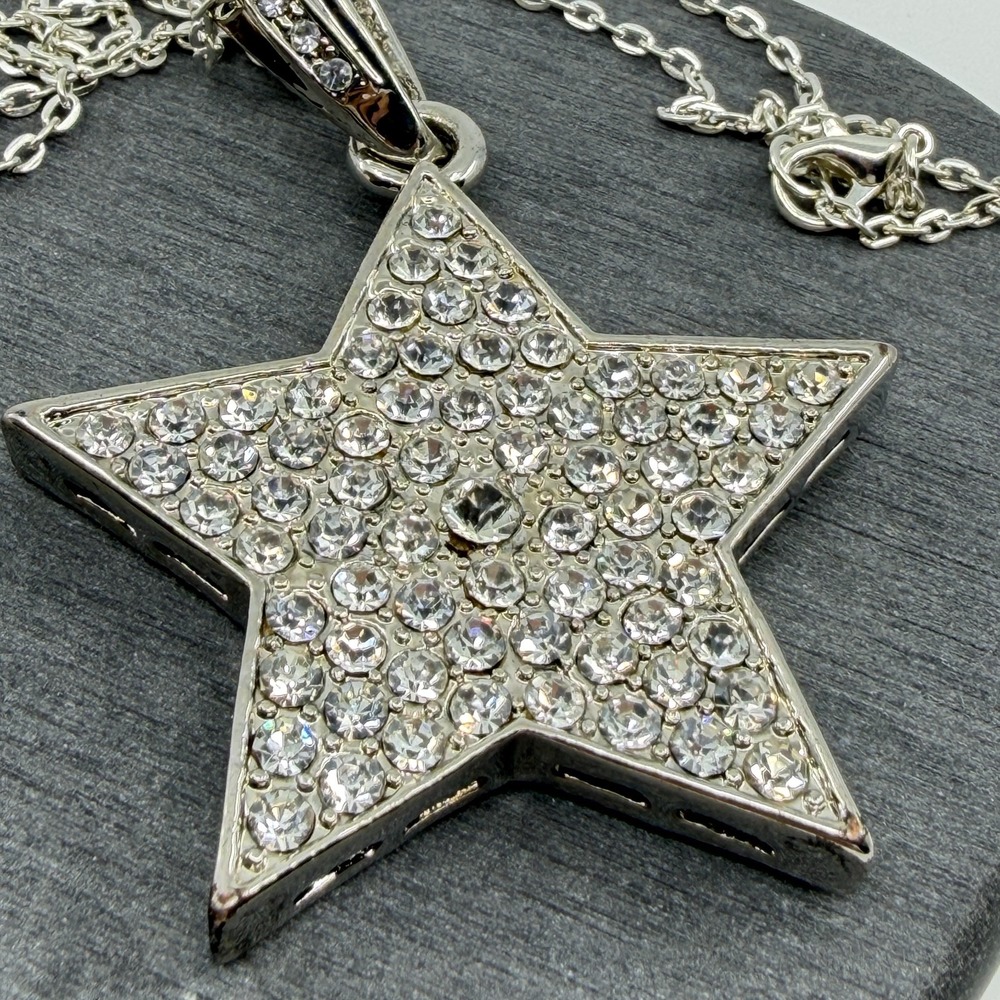 Sparkling Crystal Star Statement Necklace Chunky Boho Celestial Jewelry Gift - Picture 5 of 10